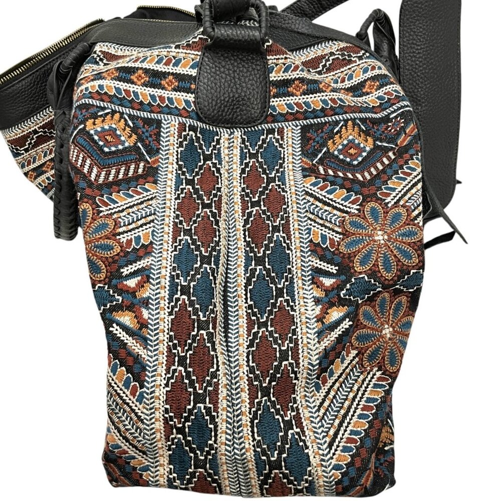 Johnny Was Workshop Molly Jo Tote Weekender Bag Black Floral Embroidery Leather - Picture 9 of 15